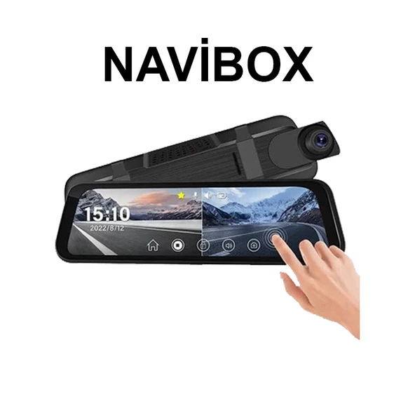 Navibox 140 Açılı 1080P DVR Dokunmatik Ayna Yol Kayıt Kamerası NV2140DA Ön Arka Kamera ürün görseli