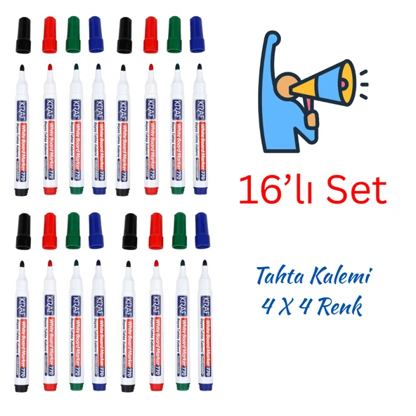 Kraf Beyaz Tahta Kalemi Doldurulabilir 770 16’lı Set - 1