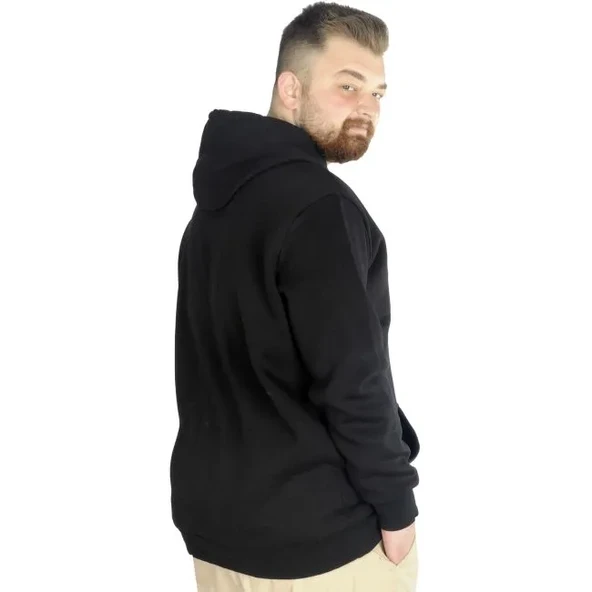 Erkek Sweatshirt Kapşonlu Kanguru Pocket Basic C20562 Siyah - 4