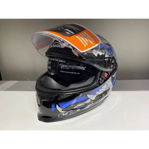 SWAY 817 B503 VİZÖRLÜ KAPALI SİYAH MAVİ BEYAZ X LARGE ürün görseli