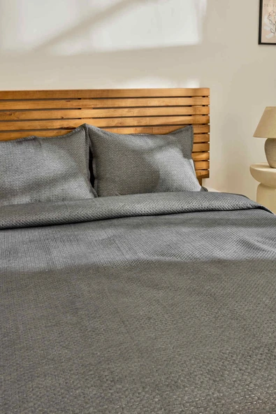 Arven Çift Kişilik Yatak Örtüsü Takımı Antrasit - Resim 5