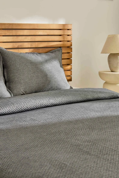 Arven Çift Kişilik Yatak Örtüsü Takımı Antrasit - Resim 2