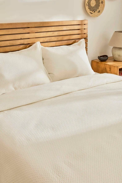 Arven Çift Kişilik Yatak Örtüsü Takımı Krem - Resim 4