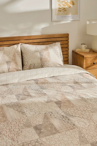 Lea Çift Kişilik Nevresim Takımı Bej - Resim 5