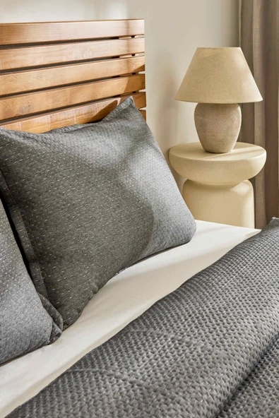 Arven Çift Kişilik Yatak Örtüsü Takımı Antrasit - Resim 6