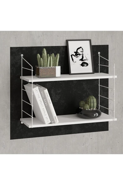 Decormet Armoni Raf Seti 2 Raflı 200*720 Metal Beyaz+Ahşap ürün görseli