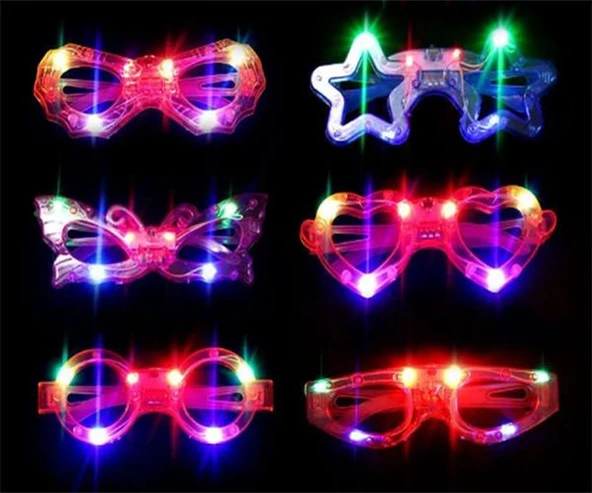 Led Işıklı Karışık 6 Model Yanar Söner Parti Gözlüğü 6 Adet - 1