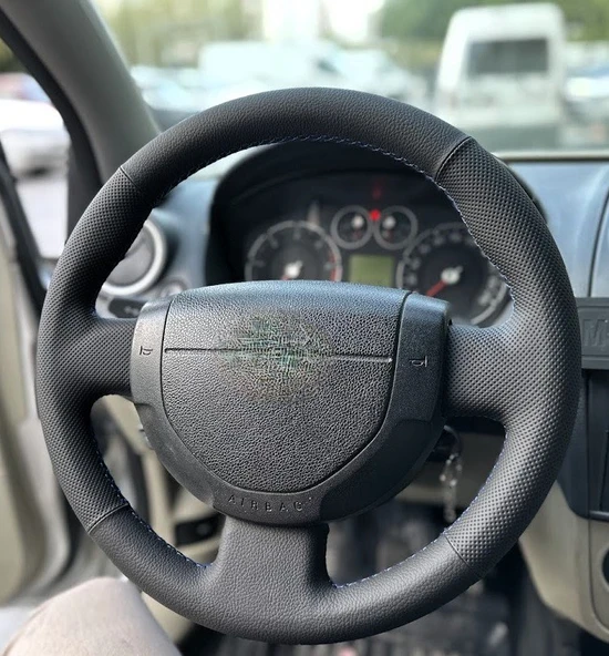 FORD CONNECT FİESTA ÇIKINTILI BOMBELİ ARACA ÖZEL DİKMELİ DİREKSİYON KILIFI NOKTA DÜZ MAVİ İP - Resim 2