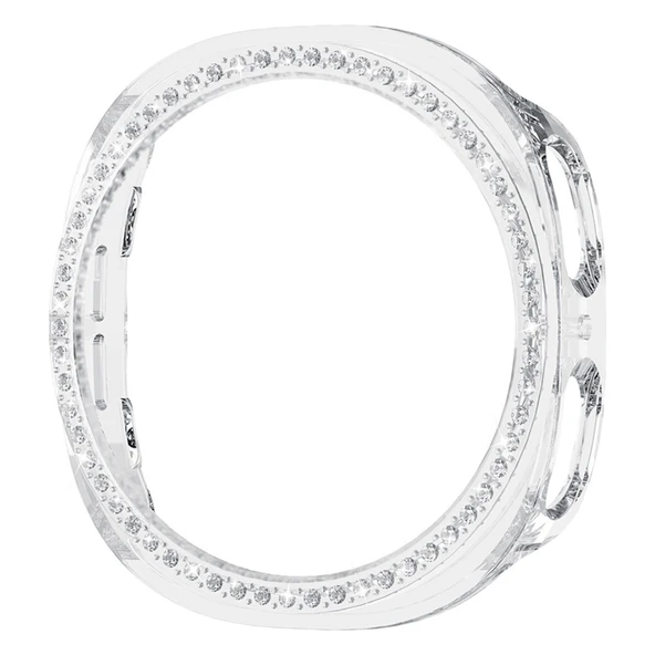 Samsung Galaxy Watch 8 40mm İle Uyumlu Zarif Kristal Taşlı Kasa Koruyucu Kılıf  Şeffaf - Resim 4