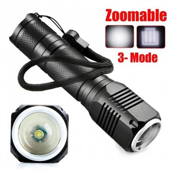 F.B.I F-82 T6 Led Zoomlu 2000 LM Yüksek Işık Şarjlı El Feneri - 3