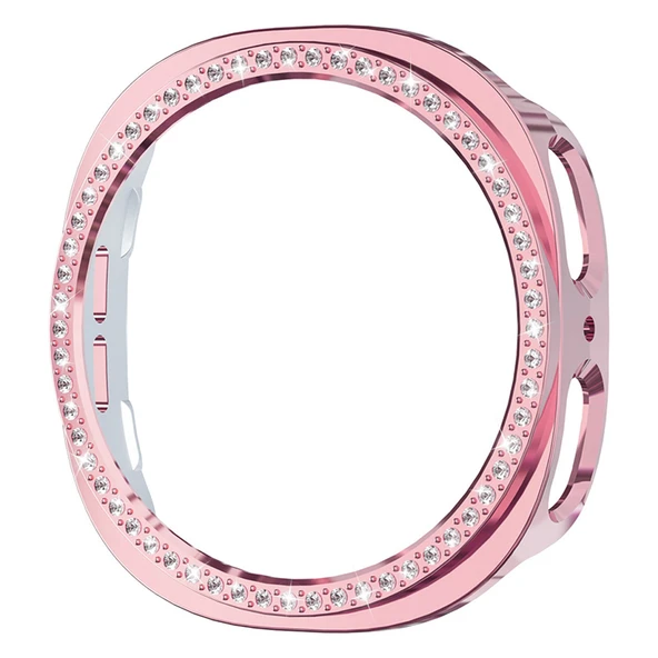 Samsung Galaxy Watch 8 40mm İle Uyumlu Zarif Kristal Taşlı Kasa Koruyucu Kılıf  Pembe - Resim 4