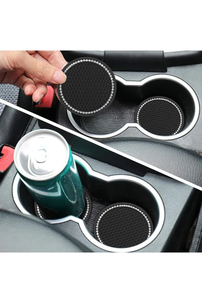 TİNEKE  Araç İçi Bardak Telefon Para Malzeme Tutucu Kaymaz Matları 2 ADET - 3