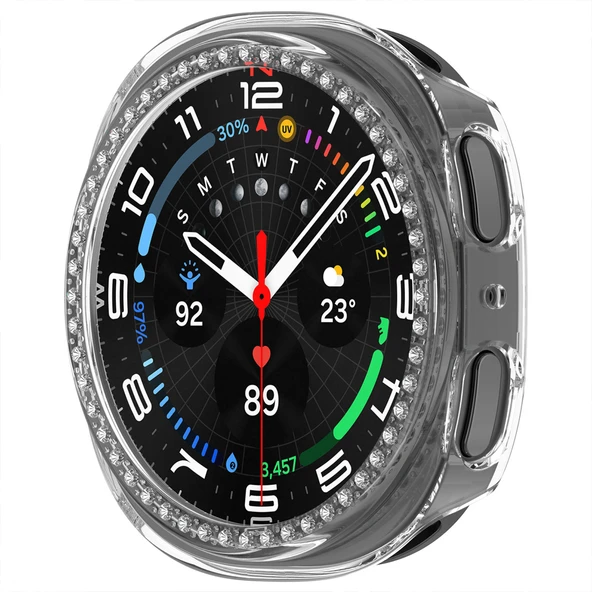 Samsung Galaxy Watch 8 40mm İle Uyumlu Zarif Kristal Taşlı Kasa Koruyucu Kılıf  Şeffaf - Resim 3