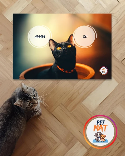 Petmat Kedi Mama Paspası , Kaymaz Taban , Yıkanabilir , Evcil Hayvan Paspası b002