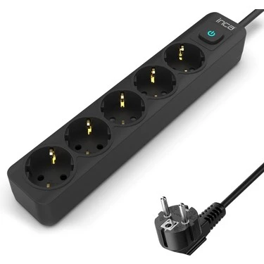 Inca IPW-44SY 5 Port Akım Korumalı Led Tuşlu Priz 1.5M - Siyah - 2