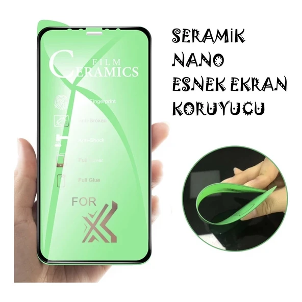 Apple iPhone Xs Ekran Koruyucu Seramik Nano Cam Esnek Tam Full Kaplayan Kırılmaz - 4
