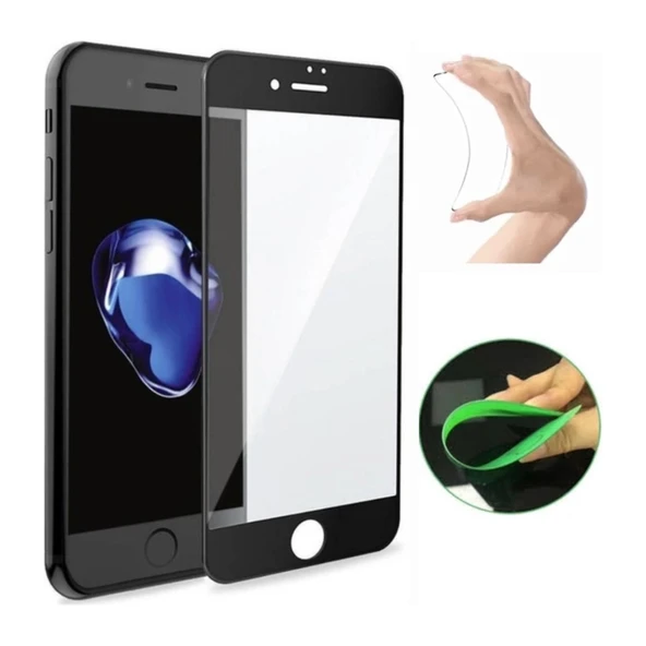Apple iPhone 6 Ekran Koruyucu Seramik Nano Cam Esnek Tam Full Kaplayan Kırılmaz Siyah ürün görseli