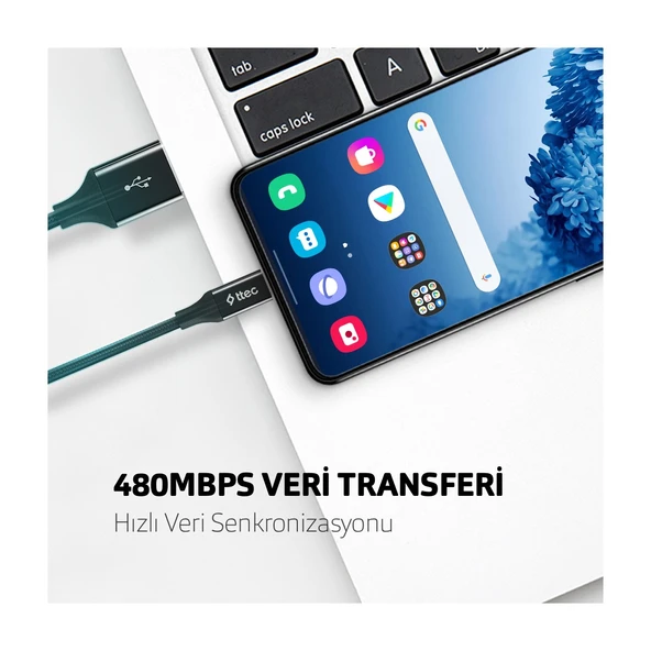 iPhone Uyumlu Örgü Şarj Kablosu. - Resim 5