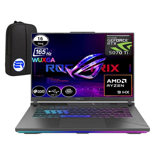 Asus Rog Strıx G16 G614PR-RV050EP6 Amd Ryzen 9 8940HX 32GB 4tb RTX5070TI 16" Fhd+ 165HZ Wuxga WIN11 Pro + Elektropasaj Çanta