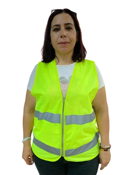 Fermuarlı Sarı İkaz Yeleği XL Beden 59 cm ürün görseli 1