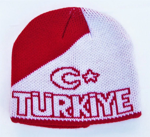 salarticaret Kırmızı - Beyaz TÜRKİYE Yazılı Bere ürün görseli