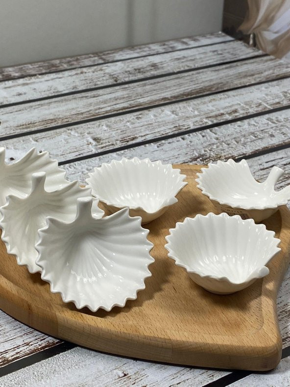 Hometarz Porselen İstiridye Reçellik Sosluk 6 lı Sunumluk Set