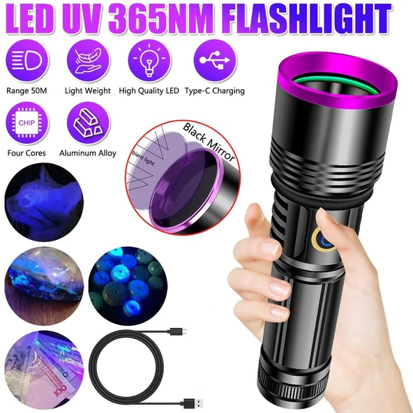 F.B.I F-365 UV 20W Şarjlı 26650 Pilli Profesyonel El Feneri - 1