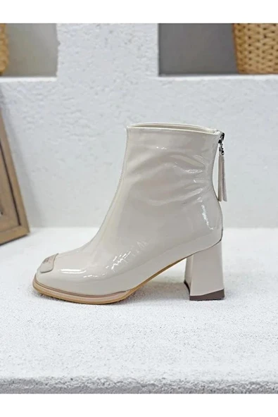 Guja 26K415-1 Rugan Özel Tasarım Arkadan Fermuarlı Topuklu Kadın Bot - Resim 10