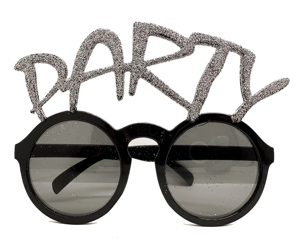 Gümüş Simli Party Yazılı Parti Gözlüğü Show 15x7 cm - 1