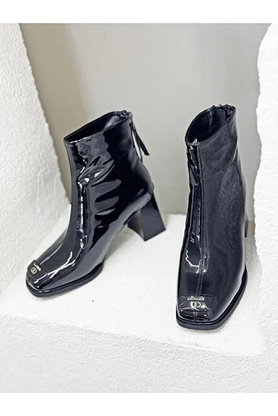 Guja 26K415-1 Rugan Özel Tasarım Arkadan Fermuarlı Topuklu Kadın Bot - Resim 4