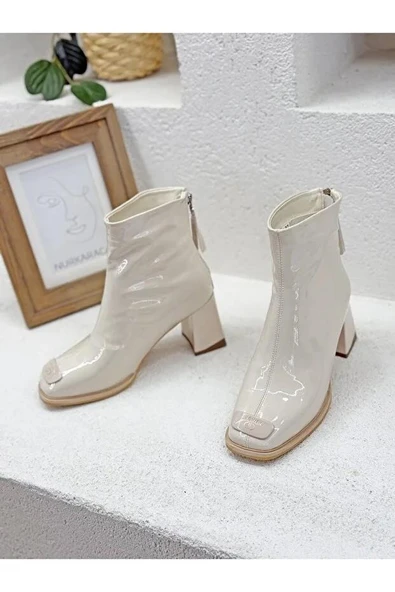 Guja 26K415-1 Rugan Özel Tasarım Arkadan Fermuarlı Topuklu Kadın Bot - Resim 11