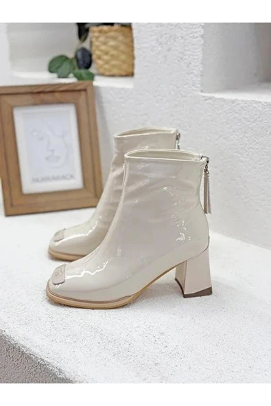 Guja 26K415-1 Rugan Özel Tasarım Arkadan Fermuarlı Topuklu Kadın Bot - Resim 9