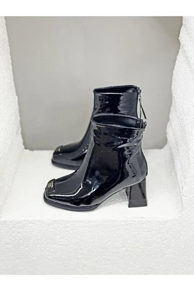 Guja 26K415-1 Rugan Özel Tasarım Arkadan Fermuarlı Topuklu Kadın Bot - Resim 2