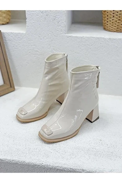 Guja 26K415-1 Rugan Özel Tasarım Arkadan Fermuarlı Topuklu Kadın Bot - Resim 8