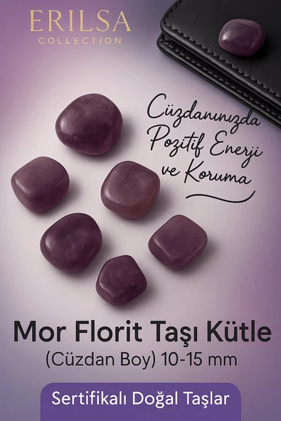 Sertifikalı Doğal Mor Florit Taşı Kütle 10-15 mm – Pozitif Enerji ve Koruma Taşı ürün görseli
