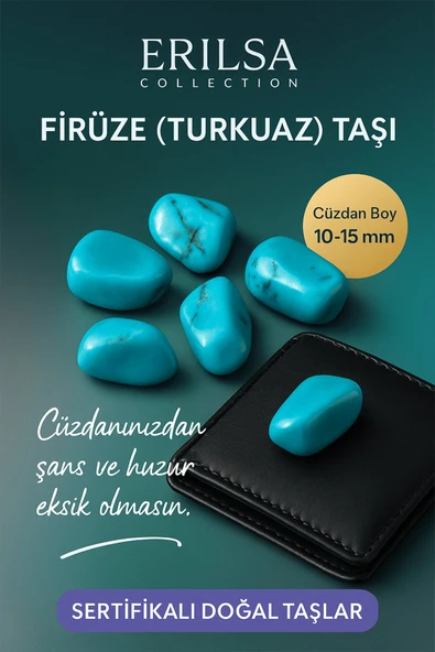 Sertifikalı Doğal Firuze (Turkuaz) Taşı Kütle 10-15 mm – Şans ve Huzur Taşı ürün görseli