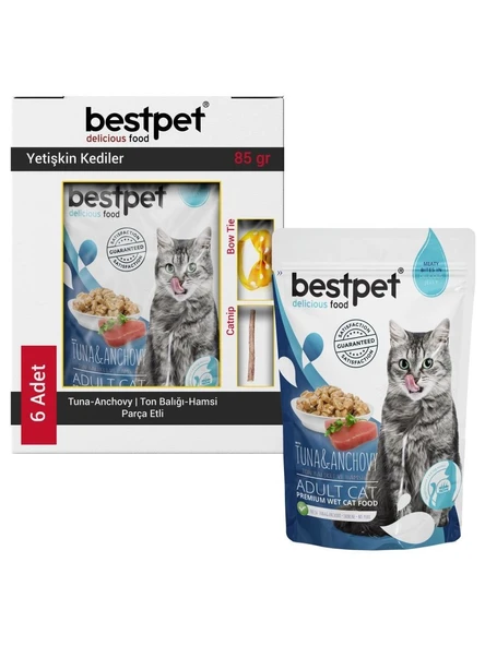 Bestpet Ton Balıklı ve Hamsili Jöleli Kedi Konservesi 6X85 gr ürün görseli 1