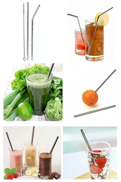 Mucit Home 2 Li Paslanmaz Çelik Pipet + Temizleme Fırçası - Resim 2