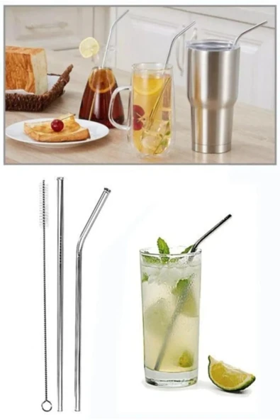 Mucit Home 2 Li Paslanmaz Çelik Pipet + Temizleme Fırçası ürün görseli 1