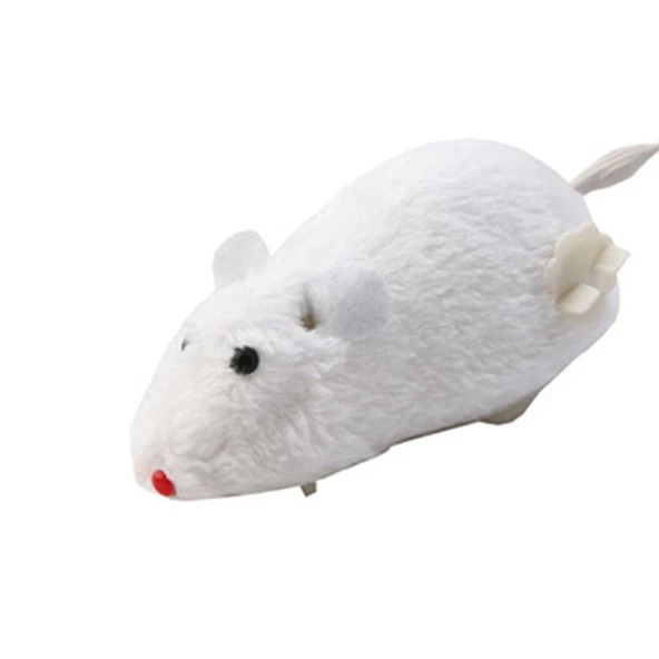 Markapet Kurmalı Hareketli Tekerlekli Fare 12 cm Beyaz ürün görseli 1