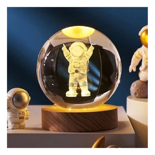 Astronot Tasarımlı Işıklı Cam Küre Cap 6 Cm Kod 52 - 1