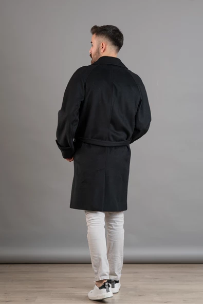 SİR BELİ KUŞAKLI DÜĞMELİ REGULAR FİT ERKEK KAŞE KABAN - 6