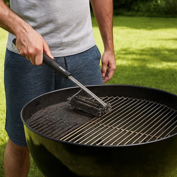 BUFFER® Mangal Izgara Temizleme Fırçası - Paslanmaz Çelik Telli, Uzun Saplı Grill Temizlik Aparatı Mangal Temizlik Fırça - Resim 3