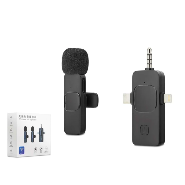 Kablosuz Mikrofon 3.5 Mm + Type-C + Lıghtnıng Siyah HDX2781 - 1