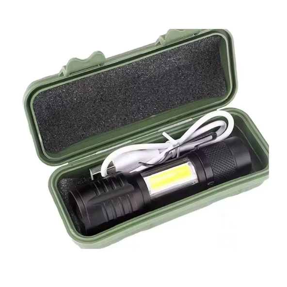 Taktik El Feneri Usb Şarj Edilebilir Kamp Feneri Cob Zumlanabilir Mini Taşınabilir El Feneri Ws-5454 - 1