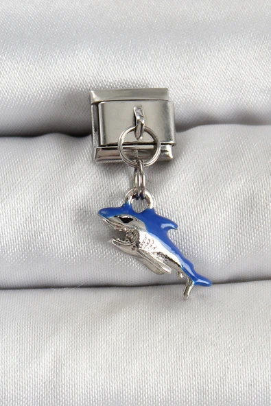 316L Çelik Sallantılı Köpekbalığı Model Gümüş Renk Nomination Charm - TJ-BC1463 - 1