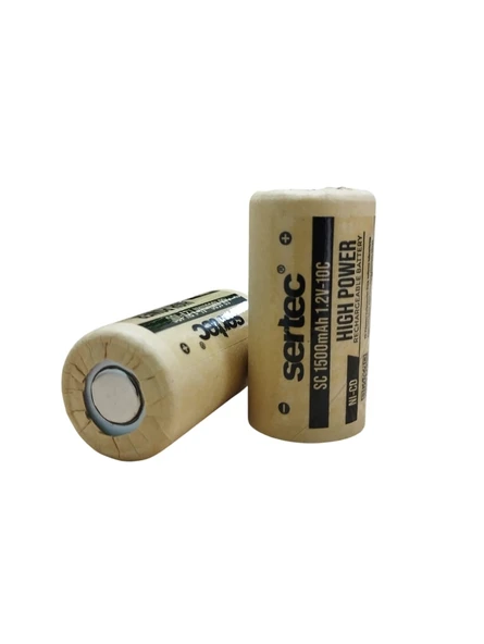 1.2V Ni-Cd SC 1500 Mah Kağıt Şarjlı Pil 10C (Başsız/Flat Head) - 1