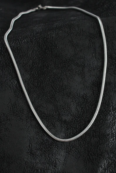 316L Çelik Oval İtalyan Zincir Model Gümüş Renk Erkek Kolye - TJ-ERK1396 - 1