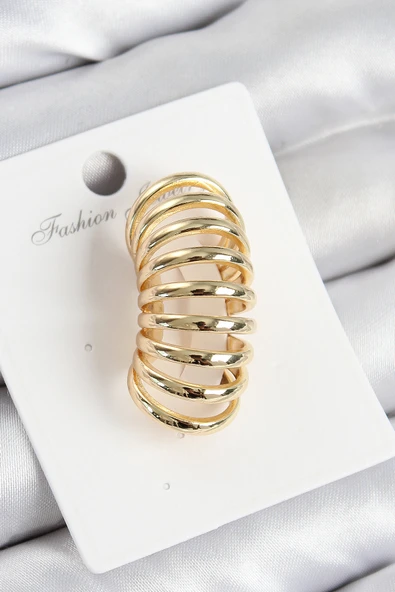 Pirinç Yay Model Gold Renk Sağ Kıkırdak Küpe - TJ-BKP10994 - 1