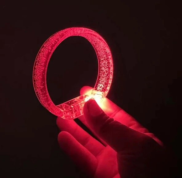 Kırmızı Led Işıklı Baskı Yapılabilen Pilli Bileklik Bilezik 1,5 cm Genişlik - 1